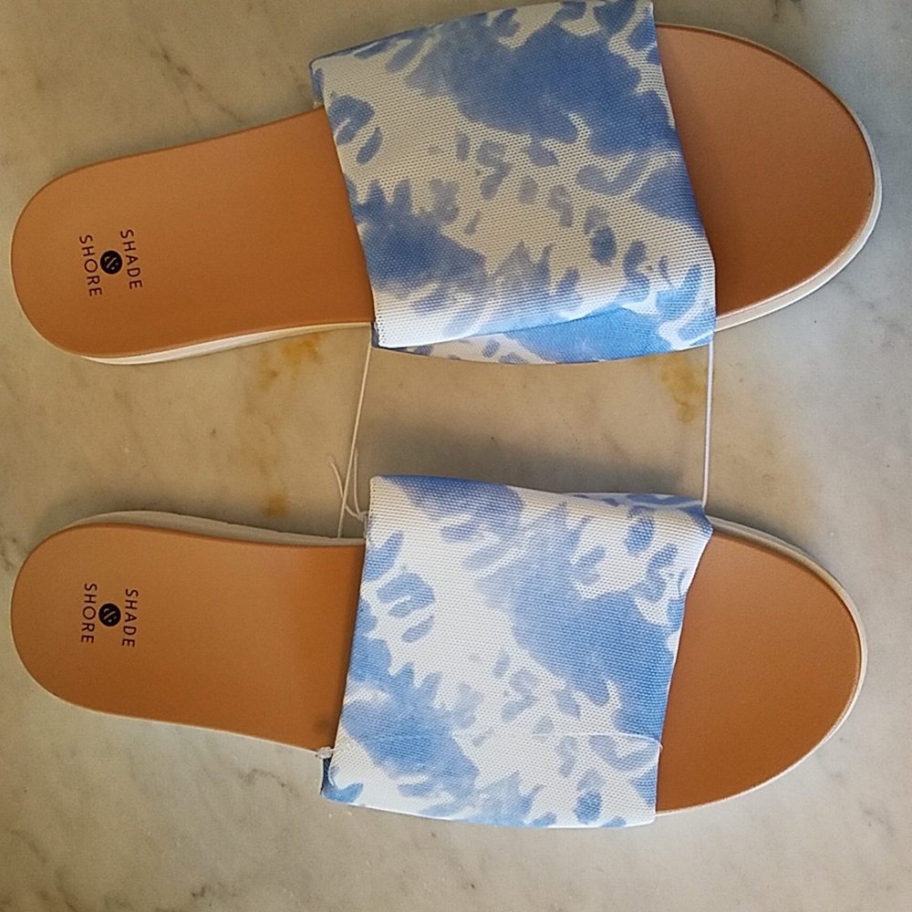 Shade & Shore Women's Kassidy Platform Slide Sandals Blue & White Sizes 11